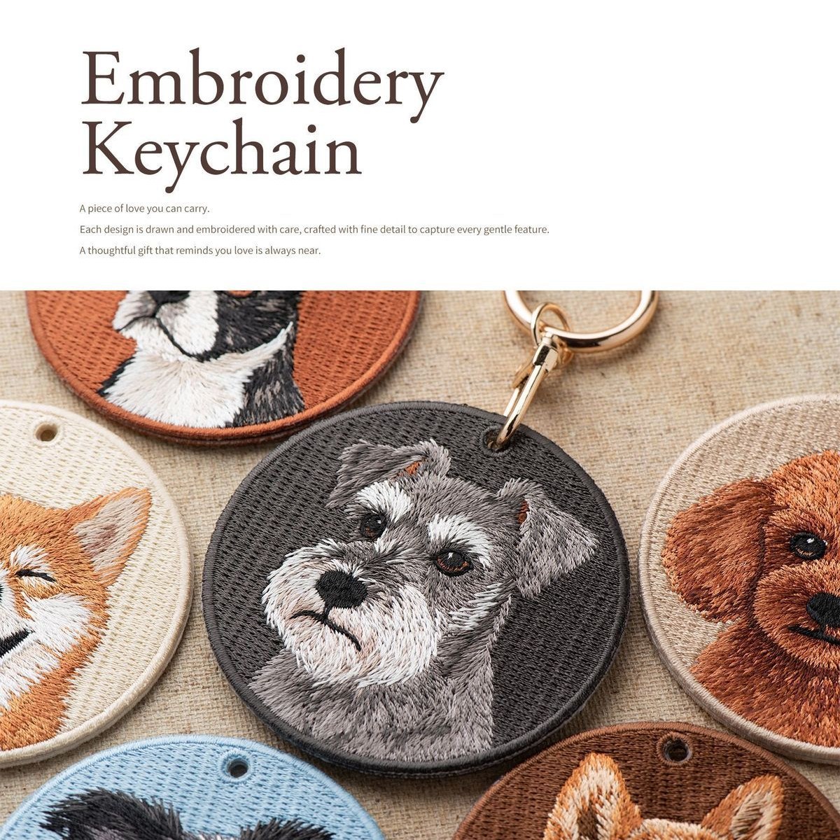 Embroidered Dog Keychain — view 2