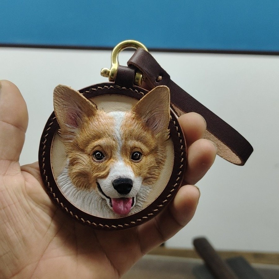 Custom Pet Portrait — Hand-Tooled Leather