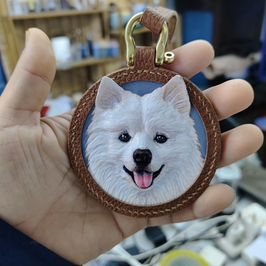 Custom Pet Portrait — Hand-Tooled Leather — view 2